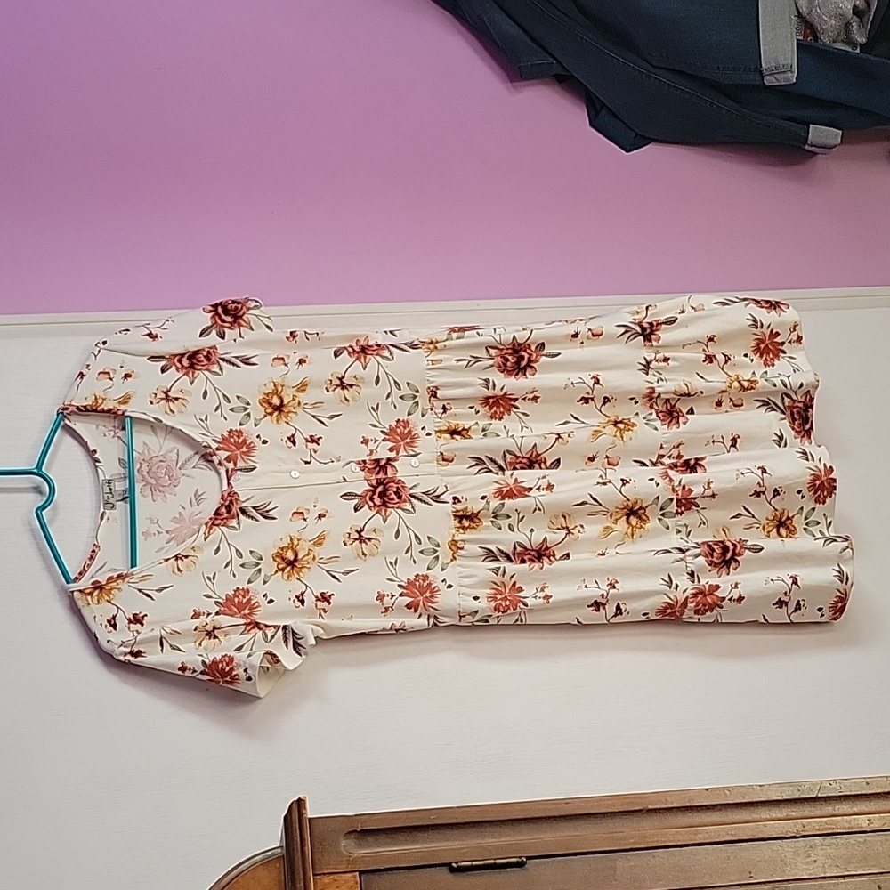 J for Justify Floral Midi Dress - Cream and Red